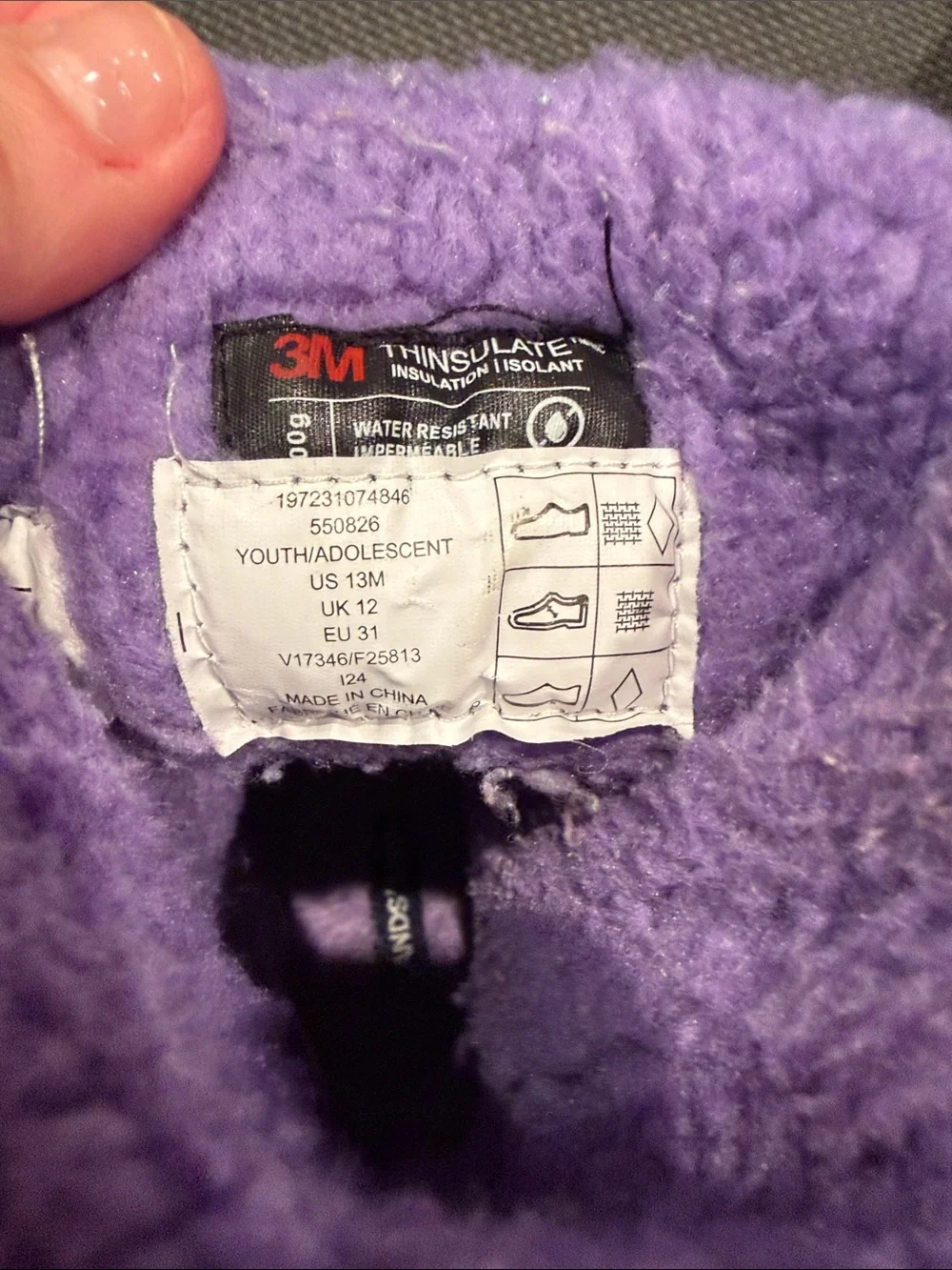 Lands' End Purple and Light Gray Kids Winter Boots